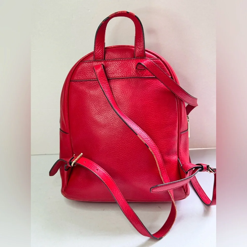 Michael Kors Backpack Abbey Medium Bag Red Pebbled Leather